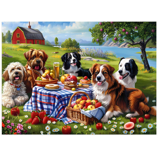 Picture of 500 Pieces Puzzles for Adults-Dogs Jigsaw Puzzle for Adults Children Elderly-Recycled Paper Puzzle 500 Pieces-Challenging Family Activity Game Gift for Family Friends Men Women Seniors (21x15in)