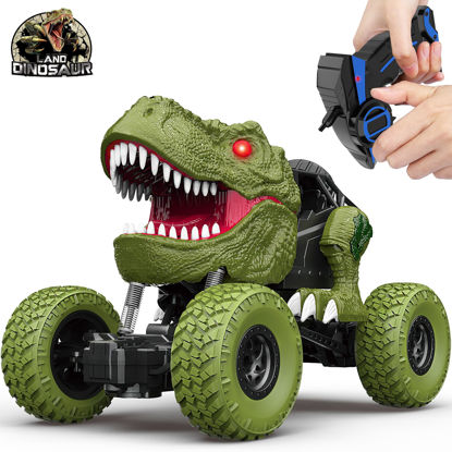 Picture of Remote Control Dinosaur Car for Kids Boys, 2.4Ghz All Terrain Remote Control Dinosaur Truck with Light, Rechargeable 4WD Off Road RC Car Toys for Kids 3 4 5 6 7 8-12 Year Old Boys Girls Birthday Gift