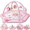 Picture of Baby Gym Play Mat, 8-in-1 Tummy Time Mat & Ball Pit with 6 Toys, Washable Baby Activity Mat for Visual, Hearing, Sensory, Motor Development, Baby Gift for Newborn Infant 0-3-6-9-12 Months (Pink)