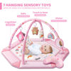 Picture of Baby Gym Play Mat, 8-in-1 Tummy Time Mat & Ball Pit with 6 Toys, Washable Baby Activity Mat for Visual, Hearing, Sensory, Motor Development, Baby Gift for Newborn Infant 0-3-6-9-12 Months (Pink)