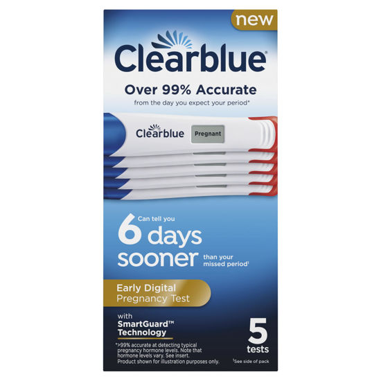 Picture of Clearblue Early Digital Pregnancy Test, Early Detection at Home Pregnancy Test, 5 Ct