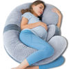 Picture of QUEEN ROSE Pregnancy Pillows, E Shaped Full Body Pillow for Sleeping, with Pregnancy Wedge Pillow for Belly Support, 60 Inch Maternity Pillow for Side Sleeper, Grey Bubble Velvet