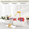 Picture of 2 Pack Small Woven Basket with Gift Bags and Ribbons, Empty Decorative Gift Chest Box, Cute Baby Gift Basket for Nursery, Cotton Rope Room Shelf Storage Basket with Handles, All 12"x 8"x 5",White