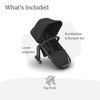 Picture of UPPAbaby RumbleSeat V3 Second Lower Seat - Compatible with Vista V2 and Vista V3 - All-Weather Seat + Magnetic Buckle - Adapters Included - Jake (Charcoal/Carbon Frame/Black Leather)