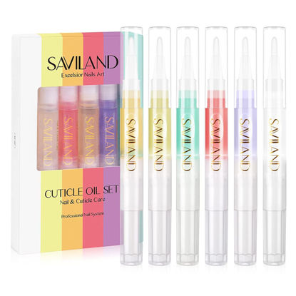 Picture of SAVILAND Natural Cuticle Oil Pen: 6PCS Revitalizing Cuticle Oil for Nails with Vitamin E Repaired Cuticles Overnight Cuticle Softener Nail Strengthener Protector for Damaged Skin Thin Nail