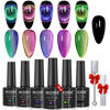 Picture of MIZHSE 9D Cat Eye Gel Nail Polish, Magnetic Cat Eye Gel Polish Set, 10ml*6 with 2 Magnets, Classic Colors Chameleon Magic Galaxy Effect Soak off Nail Art, Sparkle Stunning Gel Polish Gift for Women