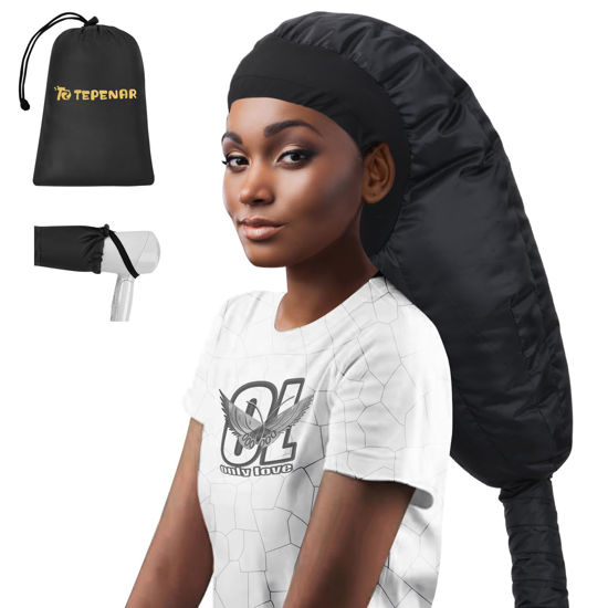 Picture of TEPENAR Bonnet Hair Dryer Attachment: Upgraded Extra Large Hooded Hair Dryer Adjustable Soft Blow Dryer Caps - Easy to Use for Natural Curly Textured Hair Care Styling Fast Drying
