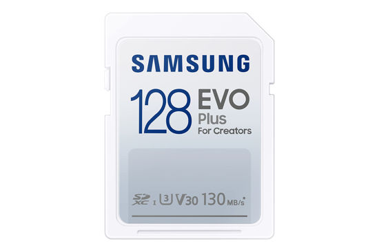 Picture of SAMSUNG EVO Plus Full Size 128 GB SDXC Card 130MB/s Full HD & 4K UHD, UHS-I, U3, V30 (MB-SC128K/AM)