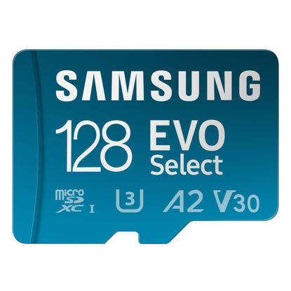 Picture of SAMSUNG EVO Select microSDMemory Card + Adapter, 128GB microSDXC, Up-to 160 MB/s, 4K UHD, UHS-I, C10, U3, V30, A2, for Mobile Phone, Smartphones, Nintendo-Switch, and Tablets (MB-ME128SA/AM)