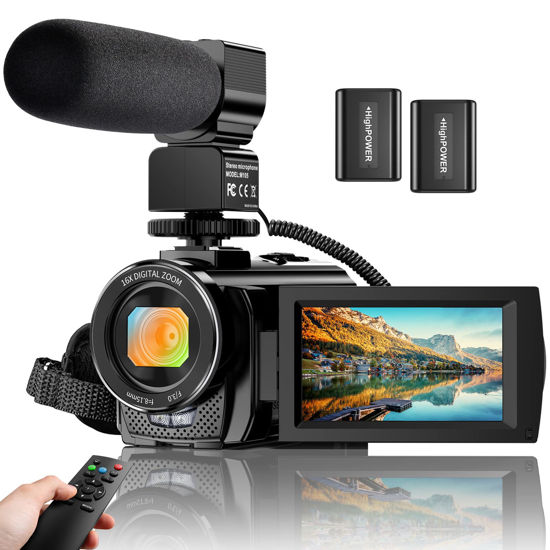 Picture of Video Camera YouTube Vlogging Camera Recorder FHD 1080P 24.0MP 3.0 Inch 270 Degree Rotation Screen 16X Digital Zoom Camcorder with Microphone,Remote Control and 2 Batteries