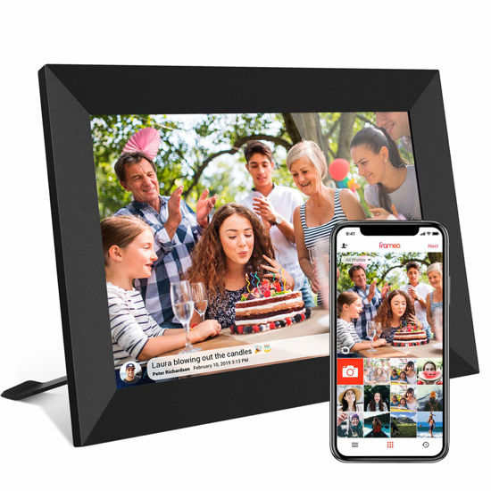 Picture of 32GB FRAMEO 10.1 Inch Smart WiFi Digital Photo Frame 1280x800 IPS LCD Touch Screen, Auto-Rotate Portrait and Landscape, Built in 32GB Memory, Share Moments Instantly via Frameo App from Anywhere