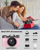 Picture of VJIANGER 4K Vlogging Camera for YouTube 56MP Digital Camera for Photography and Video with 180°Flip Screen, 16X Digital Zoom, 52mm Wide Angle & Macro Lens, 32GB Micro SD Card, 2 Batteries(Pink)