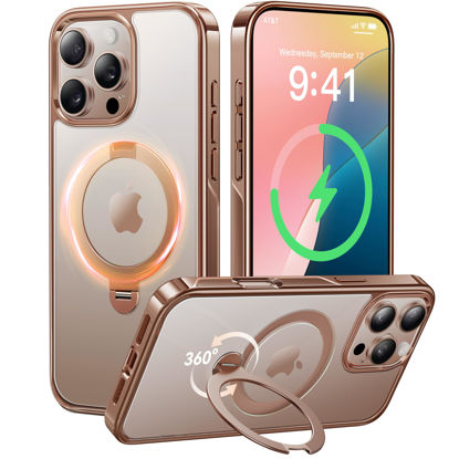 Picture of CASEKOO Desert Titanium for iPhone 16 Pro Max Case with 360° Spin Magnetic Stand [Compatible with Magsafe][16FT Military Protection] Polished for iPhone 16 ProMax Case with Stand Ring 6.9'', Rose Gold