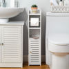 Picture of AOJEZOR Toilet Paper Holder Stand: Bathroom Storage Cabinet Beside Toilet for Small Space Bathroom with Toilet Roll Holder - White
