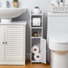 Picture of AOJEZOR Toilet Paper Holder Stand: Bathroom Storage Cabinet Beside Toilet for Small Space Bathroom with Toilet Roll Holder - White
