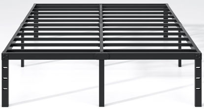 Picture of NEW JETO Metal Bed Frame,Queen Size Bed Frame with Storage Space,Heavy Duty Sturdy Mattress Foundation,Easy Assembly,No Box Spring Needed, Black,14 Inch,Queen