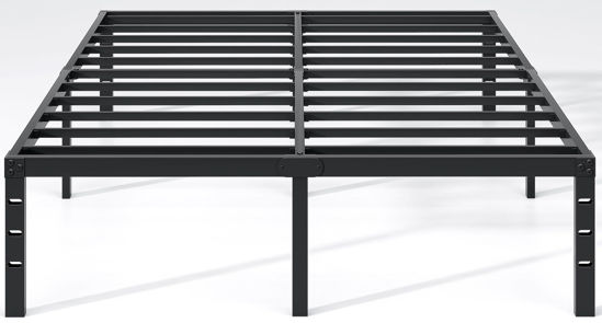Picture of NEW JETO Metal Bed Frame,Queen Size Bed Frame with Storage Space,Heavy Duty Sturdy Mattress Foundation,Easy Assembly,No Box Spring Needed, Black,14 Inch,Queen