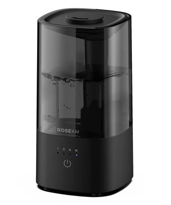 Picture of ROSEKM Humidifiers for Bedroom, Cool Mist Humidifier for Home Plant and Baby Nursery, Quiet Ultrasonic Humidifier with 360° Nozzle, Auto Shut-Off, Filterless, Black