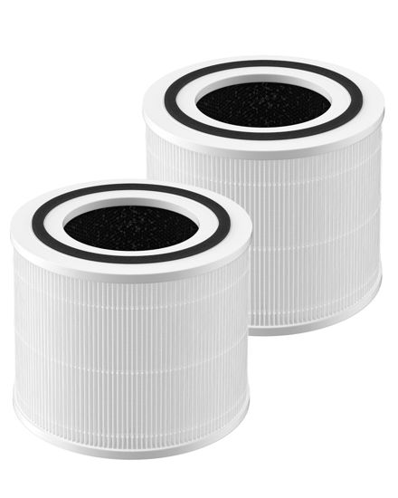 Picture of 2-Pack Core 300 Replacement Filter Compatible with LEVOIT Core 300 and Core 300S Air Purifier, H13 True HEPA & Activated Carbon, Replace Core300-RF, White