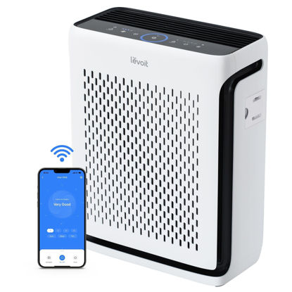 Picture of LEVOIT Air Purifiers for Home Large Room Bedroom Up to 1110 Ft² with Air Quality and Light Sensors, Smart WiFi, Washable Filters, HEPA Sleep Mode for Pets, Allergies, Dust, Pollen, Vital 100S-P, White