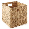Picture of Casafield 10.5" x 10.5" Water Hyacinth Storage Baskets, Natural - Set of 6 Collapsible Cube Organizers, Woven Bins for Bathroom, Bedroom, Laundry, Pantry, Shelves