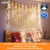 Picture of HXWEIYE 300LED Fairy Curtain Lights, 9.8x9.8Ft Warm White USB Plug in 8 Modes Christmas String Hanging Lights with Remote for Bedroom, Indoor, Outdoor, Weddings, Party