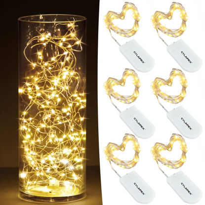 Picture of CYLAPEX 6 Pack Warm White Fairy Lights String Battery Operated Fairy Lights Firefly Lights LED Starry String Lights 3.3ft 20 LEDs Silvery Copper Wire for Christmas DIY Decoration Costume Wedding Party