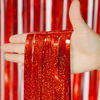 Picture of Melsan 2 Pack Red Tinsel Foil Fringe Curtains Backdrop, Sparkle Tinsel Backdrop Curtains for Valentines Day Birthday Party Decorations