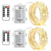 Picture of BXROIU 2 x Fairy Lights Battery Operated,Silver Wire Chains 8 Mode 16Ft/5Meter 50 LEDs Timer String Lights with Remote Control for Bedroom Christmas Party Wedding Decoration(Warm White)