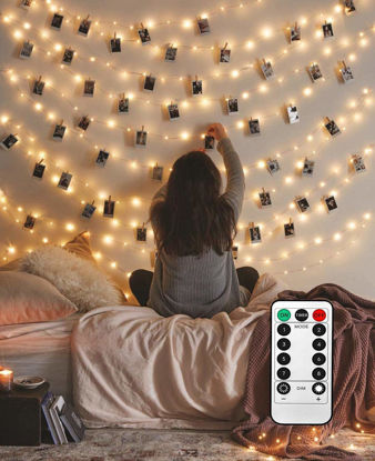 Picture of LECLSTAR 50 LED Photo Clips String Lights, 17ft with Remote - 8 Modes Fairy Lights to Clip on Pictures, Photos, Cards