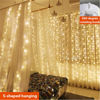 Picture of ZSJWL 300 LED Curtain Fairy Lights with Remote, 8 Modes 9.8 × 9.8 Ft, USB Plug in Copper Wire String Lights for Bedroom Window Chrismas Wedding Party, Warm White