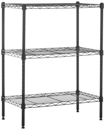 Picture of Amazon Basics 3-Shelf Adjustable Heavy Duty Steel Wire Rack Storage Shelving Organizer for Kitchen, Garage, 23.2" L x 13.4" W x 30" H, Black