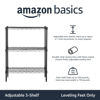 Picture of Amazon Basics 3-Shelf Adjustable Heavy Duty Steel Wire Rack Storage Shelving Organizer for Kitchen, Garage, 23.2" L x 13.4" W x 30" H, Black