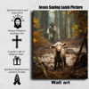 Picture of Jesus wall art decor Christian wall art,Jesus and Lamb Canvas Wall Art Jesus Running After Lost Lamb Picture Wall Art Canvas Print Christian Lamb of God Home Decor Jesus Saves the Lamb a lost lamb