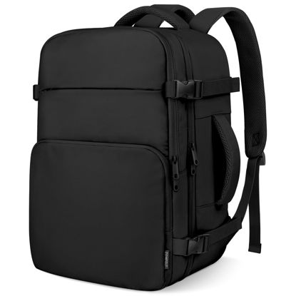 Picture of ZOMFELT Travel Backpack for Women Men, Carry on Backpack, TSA 15.6 inch Laptop Backpack Flight Approved, Personal Item Travel Bag Nurse Bag Casual Daypack for School Weekender Business Trip, Black