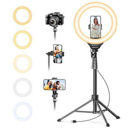 Picture of UBeesize 12'' Selfie Ring Light with 62’’ Tripod Stand for Video Recording, Live Streaming(YouTube, Instagram, TIK Tok), Compatible with Phones, Cameras and Webcams