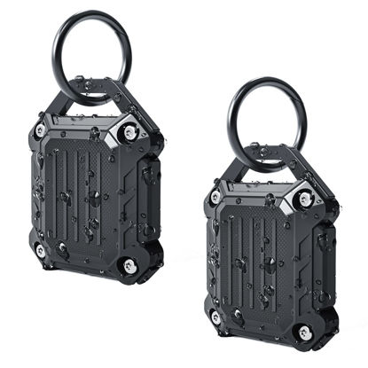 Picture of Dovick- Waterproof Airtag Keychain Holder Case,Screw Full Cover Compatible with Apple Air Tag Tracker Key Ring (Black 2Pack)