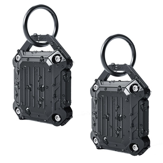 Picture of Dovick- Waterproof Airtag Keychain Holder Case,Screw Full Cover Compatible with Apple Air Tag Tracker Key Ring (Black 2Pack)