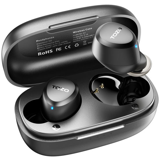 Picture of TOZO A1 Wireless Earbuds Bluetooth 5.3 Light Weight in Ear IPX5 Waterproof Headphones 2 Mic for AI Calls, Immersive Premium Sound Bass Headset with Charging Case, 32 Presets EQ Customization via App