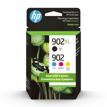 Picture of HP Original 902 Cyan, Magenta, Yellow / 902XL Black Ink Cartridges (4-Pack) | Works OfficeJet 6950, 6960 Series OfficeJet Pro 6960, 6970 Series | Eligible for Instant Ink | T0A39AN