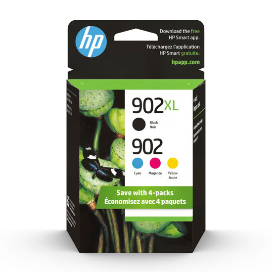 Picture of HP Original 902 Cyan, Magenta, Yellow / 902XL Black Ink Cartridges (4-Pack) | Works OfficeJet 6950, 6960 Series OfficeJet Pro 6960, 6970 Series | Eligible for Instant Ink | T0A39AN