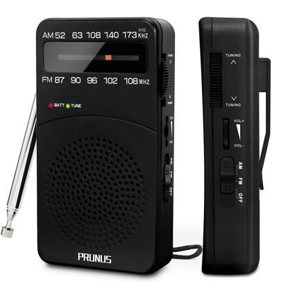 Picture of PRUNUS J-166 Portable Radio AM FM, Battery Operated Radio with Tuning Light, Back Clip, Excellent Reception, AM FM Radio Portable, Transistor Radio
