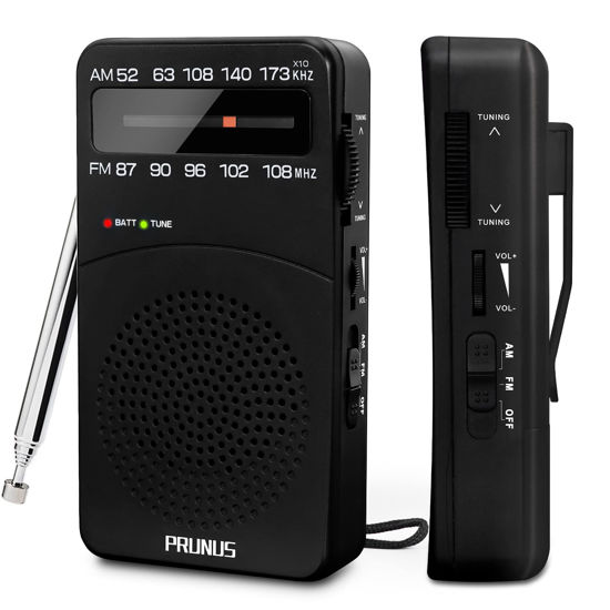 Picture of PRUNUS J-166 Portable Radio AM FM, Battery Operated Radio with Tuning Light, Back Clip, Excellent Reception, AM FM Radio Portable, Transistor Radio