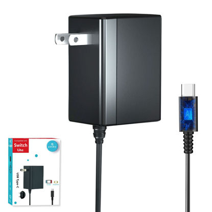 Picture of Charger for Nintendo Switch with 5FT Charging Cable, AC Power Supply Adapter for Nintendo Switch/LITE/OLED Work as Original Nintendo Charger, Support Switch TV Dock Mode Output 15V2.6A USB C Charger