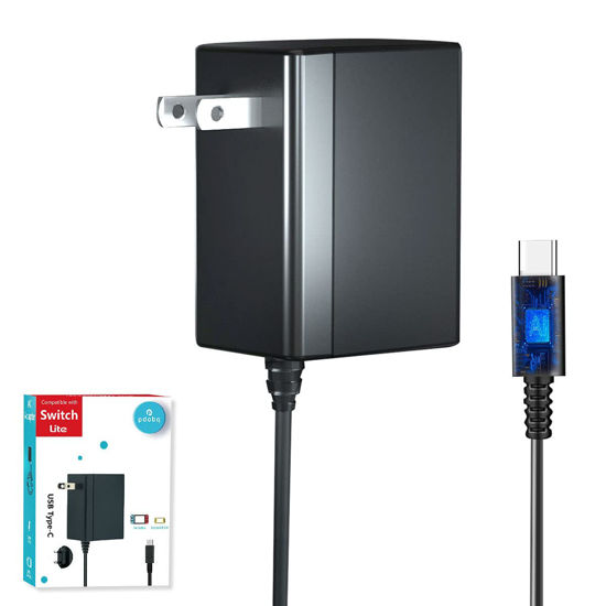 Picture of Charger for Nintendo Switch with 5FT Charging Cable, AC Power Supply Adapter for Nintendo Switch/LITE/OLED Work as Original Nintendo Charger, Support Switch TV Dock Mode Output 15V2.6A USB C Charger