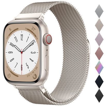 Picture of Original Stainless Steel Loop for Apple Watch Band 38mm 40mm 41mm 42mm 44mm 45mm 49mm, Magnetic Clasp Replacement Bands for iwatch Series Ultra SE 8 7 6 5 4 3 2 1, Women & Men Watch Strap for Apple