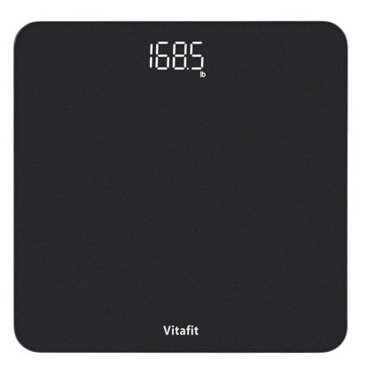 Picture of Vitafit Digital Bathroom Scale for Body Weight, Weighing Professional Since 2001, Clear LED Display and Step-On, 3*AAA Batteries Included, 400lb/180kg, Spray Silver Black