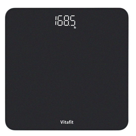 Picture of Vitafit Digital Bathroom Scale for Body Weight, Weighing Professional Since 2001, Clear LED Display and Step-On, 3*AAA Batteries Included, 400lb/180kg, Spray Silver Black