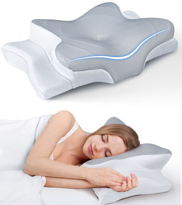 Picture of Ultra Pain Relief Cooling Pillow for Neck Support, Adjustable Cervical Pillow Cozy Sleeping, Odorless Ergonomic Contour Memory Foam Pillows, Orthopedic Bed Pillow for Side Back Stomach Sleeper
