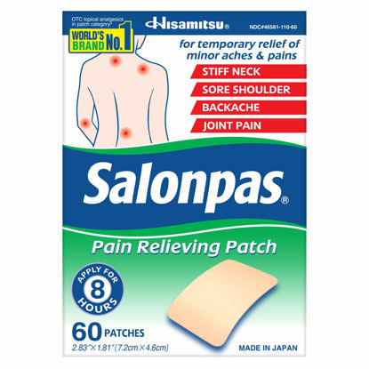 Picture of Salonpas Pain Relieving Patch for Back, Neck, Shoulder, Knee Pain and Muscle Soreness - 8 Hour Pain Relief - 60 Count